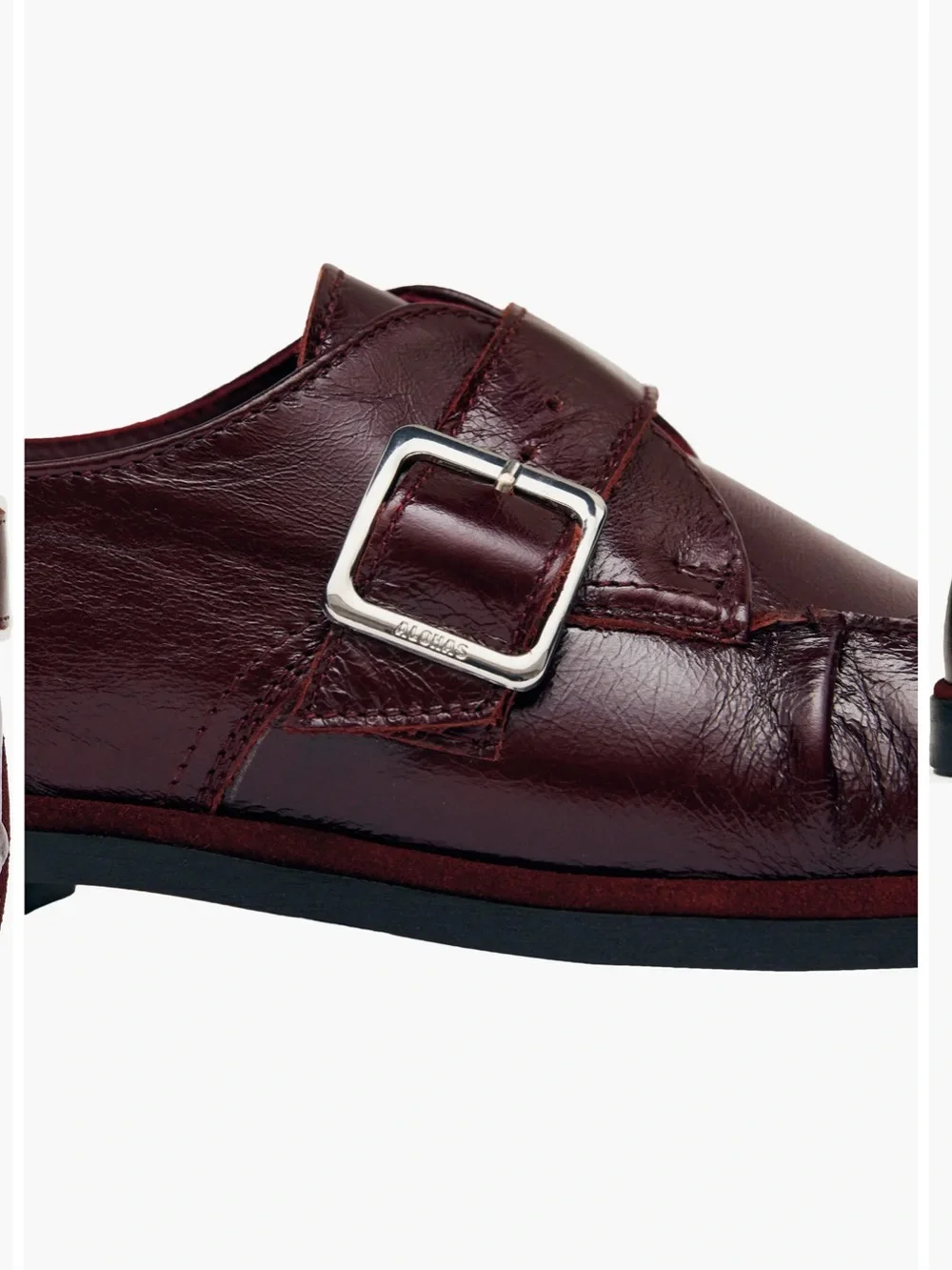 ALOHAS Burgundy Leather Monk-Strap Quiet Luxury Loafers, Size 40
